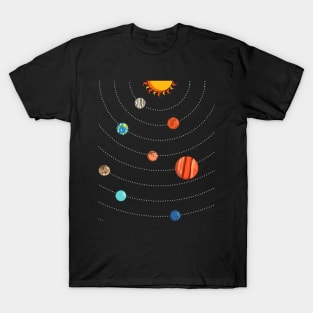 Colorful Planets Dark Space Funny Astronomers Dwarf Planets T-Shirt